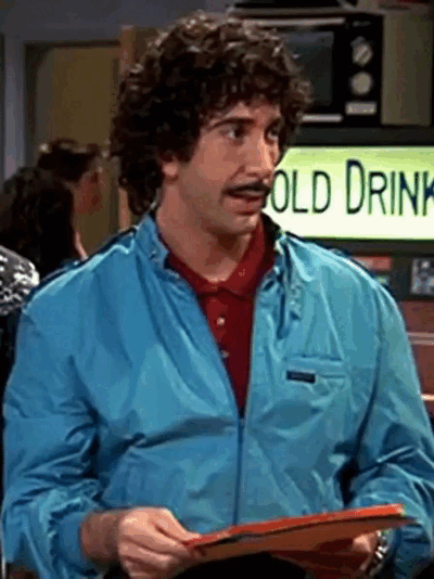 Ross looks puzzled by the situation.