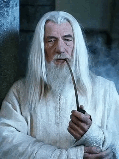 Gandalf reflects while smoking his pipe.