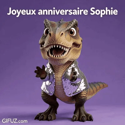 Feliz cumpleaños Sophie — Dinosaurio de disco