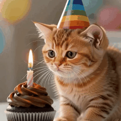 Buon compleanno — Gattino e cupcake