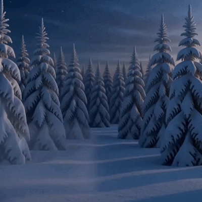 Gli auguri di Buon Natale appaiono in un bosco innevato.