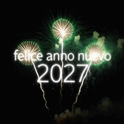 Fuochi verdi illuminano la scritta Felice anno nuovo 2027.