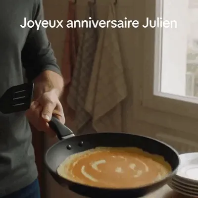 A pancake to wish Julien a happy birthday.