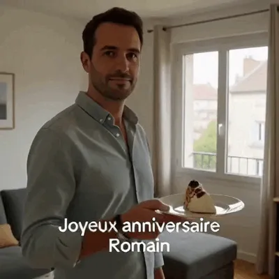 A slice of cake to wish Romain a happy birthday.