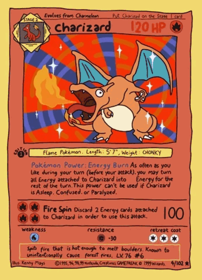 A Charizard card comes to life in a funny animation.