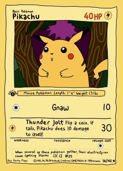 Pikachu comes to life in an animated Pokémon card.