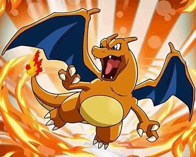 Charizard unleashes its anger in a swirl of flames.