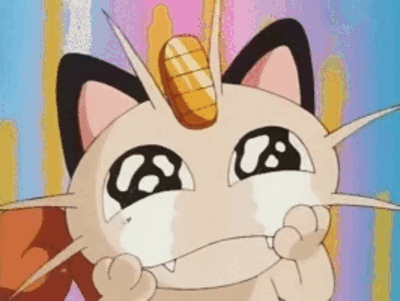Meowth bursts into tears to express deep sadness.