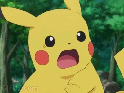 Pikachu cannot believe its eyes.