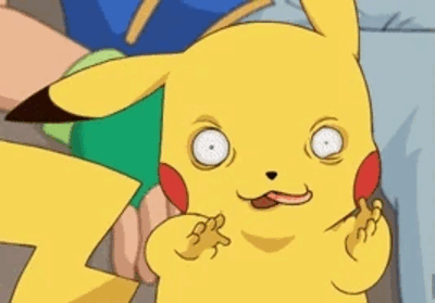 Pikachu loses it in a wildly over-the-top reaction.