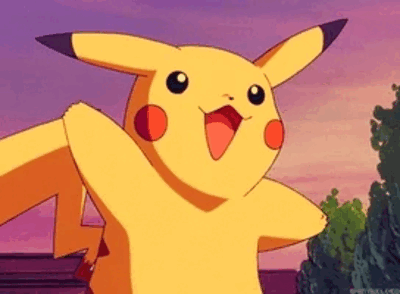 Pikachu bursts with joy to celebrate good news.