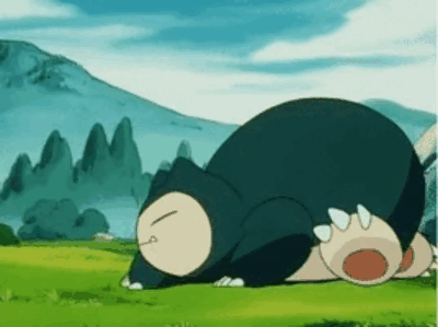 Snorlax fools around in the grass to make you smile.