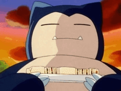 Snorlax devours sandwiches with an endless appetite.